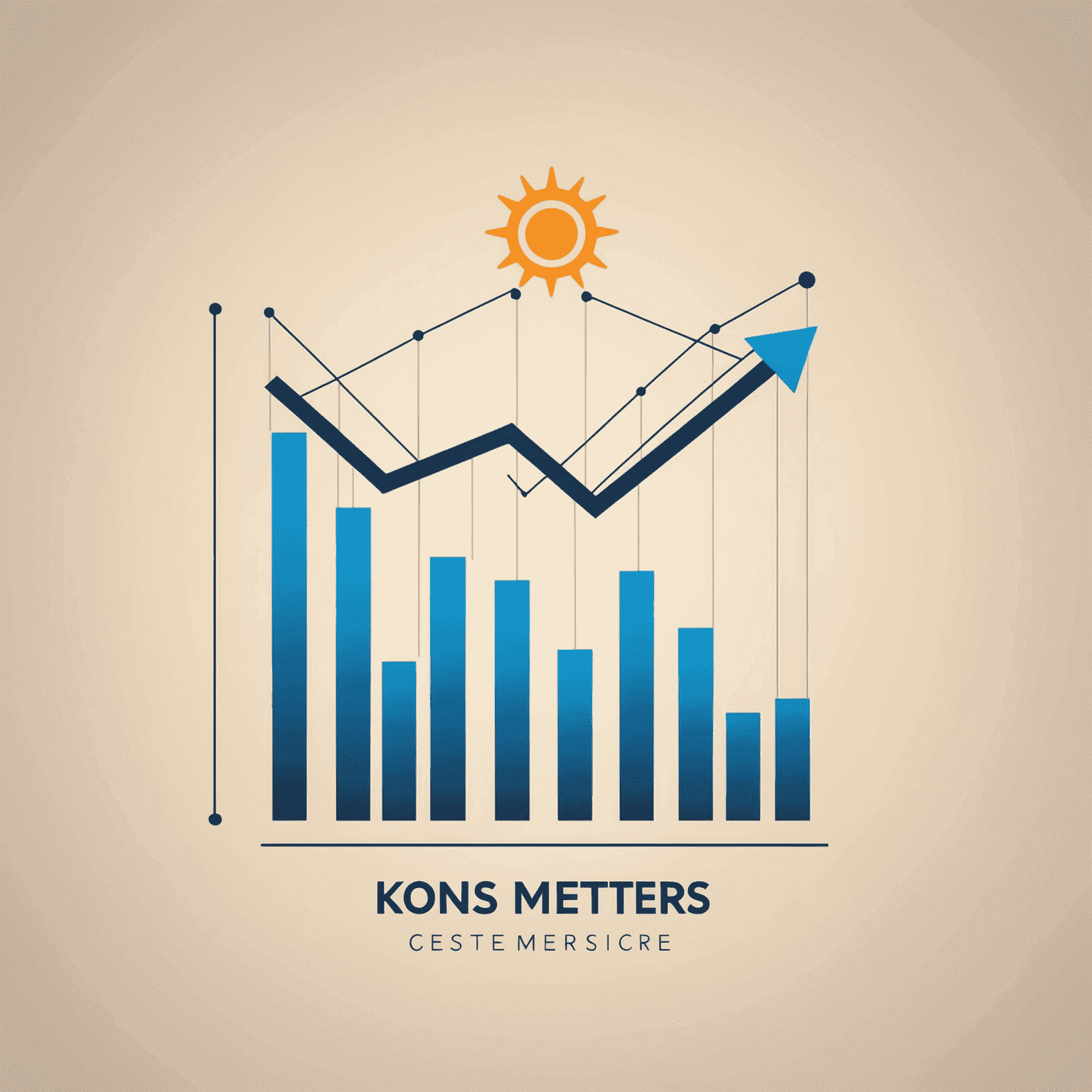 Kons-Metters logo: A stylized graph with ascending bars and a line chart, symbolizing financial growth and analytics