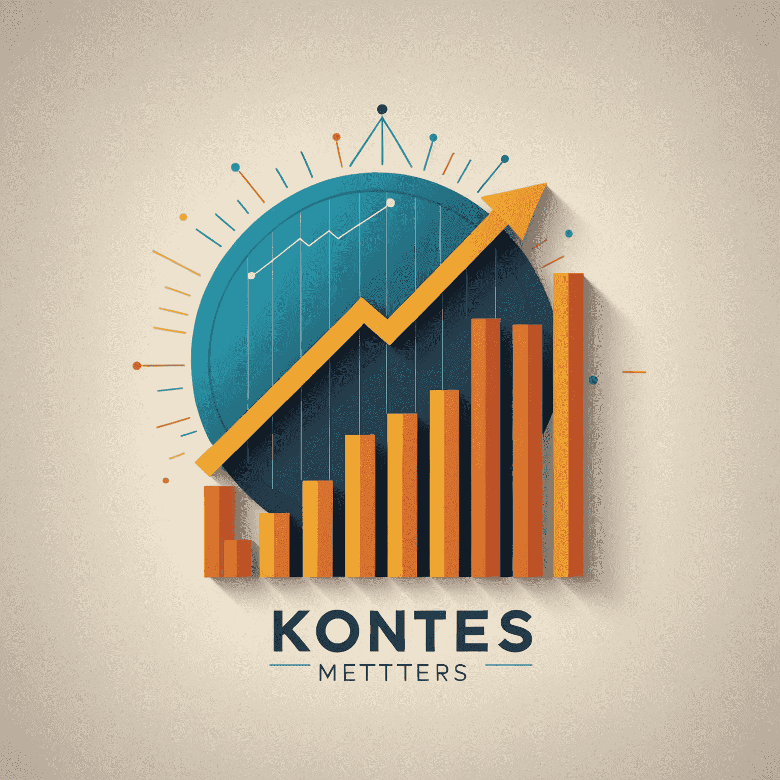 Kons-Metters logo: A stylized graph with ascending bars and a line chart, symbolizing financial growth and analytics