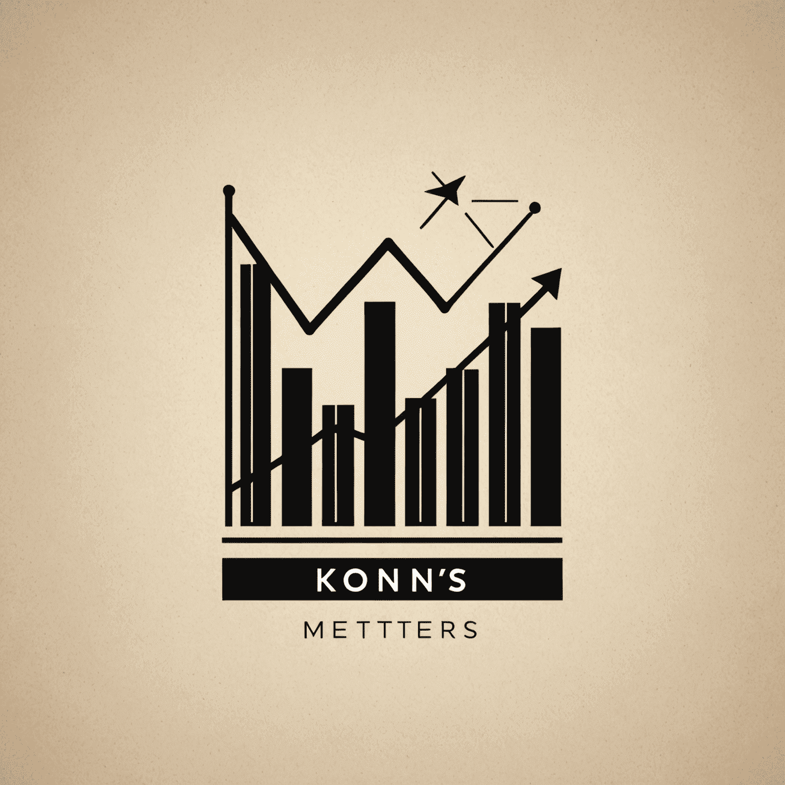 Kons-Metters logo: A stylized graph with ascending bars and a line chart, symbolizing financial growth and analytics