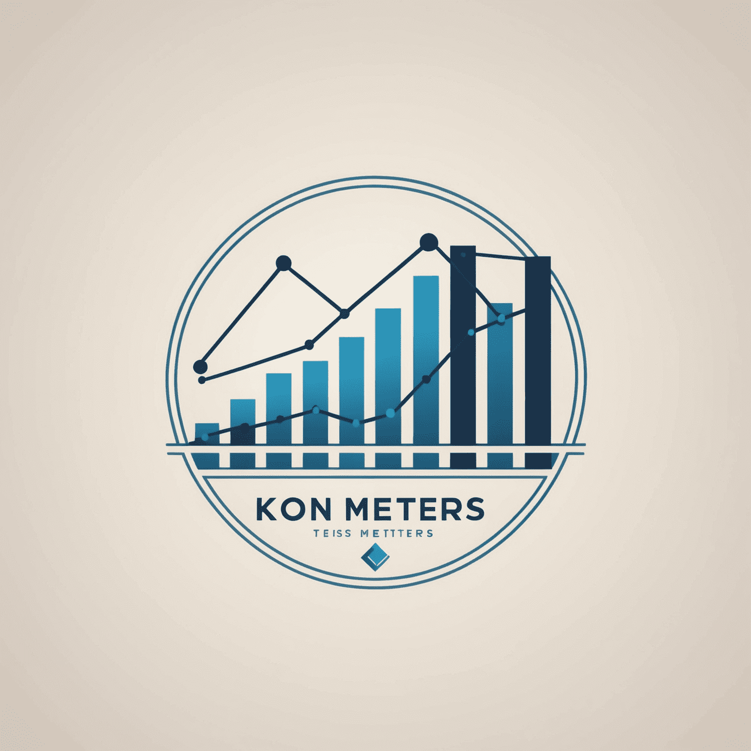 Kons-Metters logo: A stylized graph with ascending bars and a line chart, symbolizing financial growth and analytics