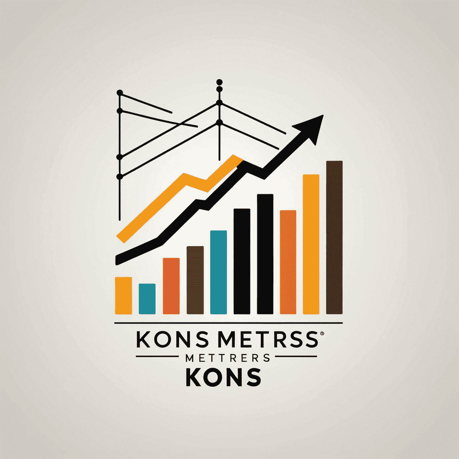 Kons-Metters logo: A stylized graph with ascending bars and a line chart, symbolizing financial growth and analytics