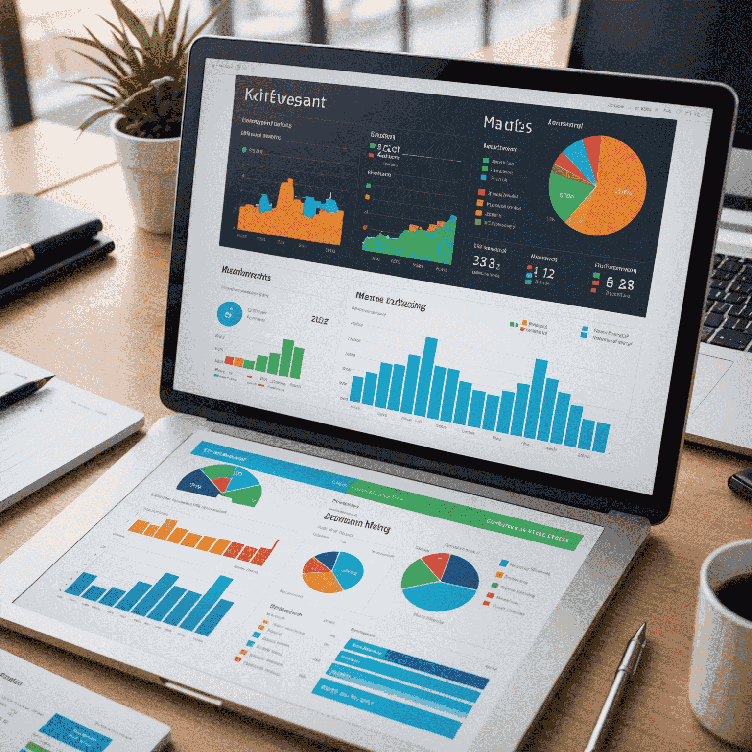 A dashboard with various financial metrics and KPIs, illustrating the implementation of management accounting systems to improve financial decision-making efficiency.